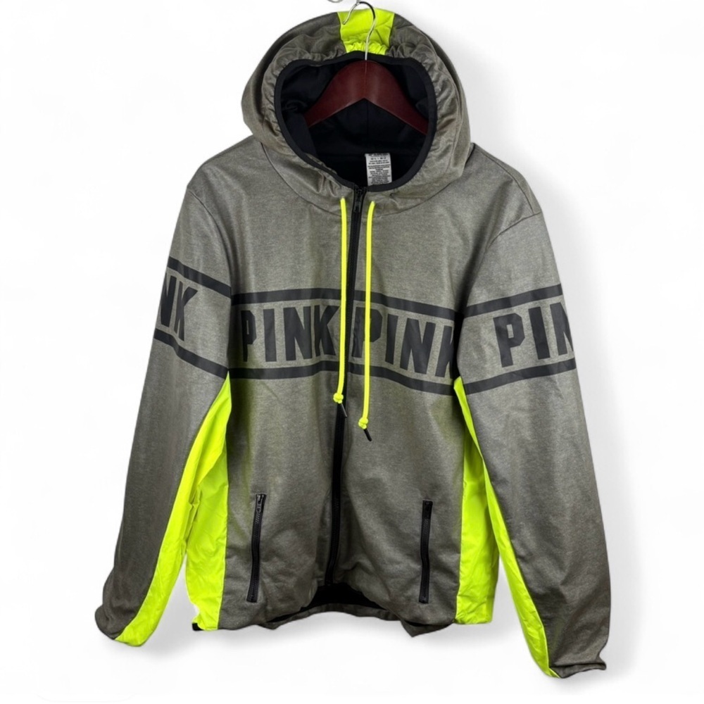 Victoria's Secret PINK Full Zip Lined Anorak Windbreaker Jacket Coat Gray M / L